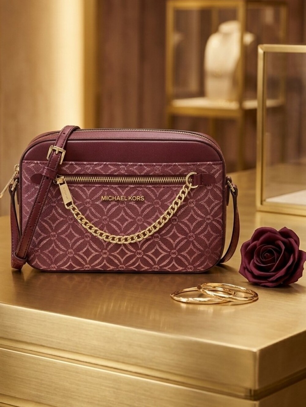 Jet Set Large Metallic Logo Jacquard Crossbody Bag - NEW - Picture 8 of 8